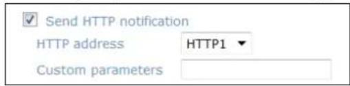Send HTTP notification HTTP address HTTP1 Custom parameters