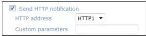 Send HTTP notification HTTP address HTTP1 Custom parameters