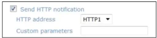 Send HTTP notification HTTP address HTTP1 Custom parameters