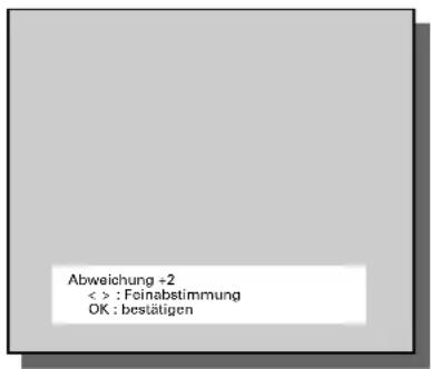 Abweichung +2 < > : Feinabstimmung OK : bestätigen
