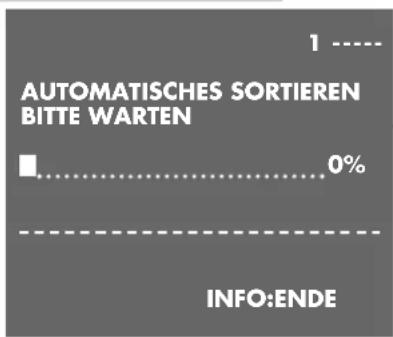 AUTOMATISCHES SORTIEREN BITTE WARTEN 0% INFO:ENDE