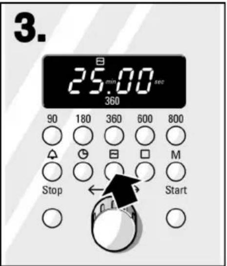 3. 25.00 sec 360 90 180 360 600 800 Stop M Start