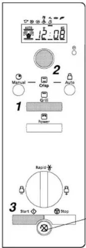 AUTO 12:08 Auto Manual — Crisp — Auto Grill Power Rapid Start Stop