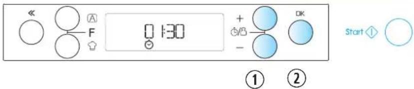 < ○ ○ A F 0:30 + - OK Start ◀ ○ ① ②