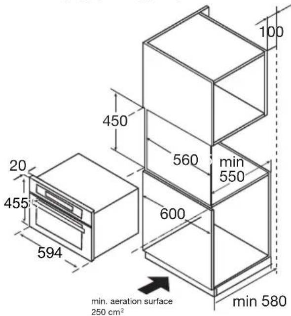 100 450 560 min 550 600 20 455 594 min. aeration surface 250 cm² min 580
