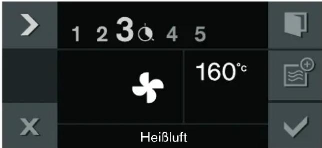 1 2 3 4 5 160°C Heißluft