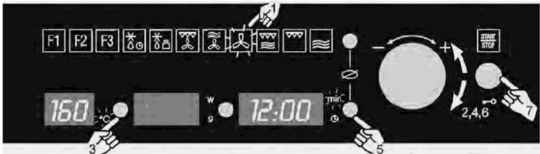 F1 F2 F3 160 w 12:00 min START STOP 2,4,6