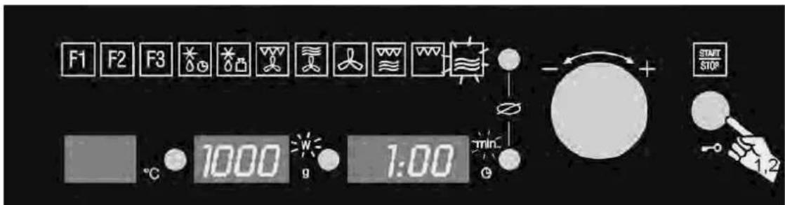 F1 F2 F3 1000 g 1:00 min START STOP