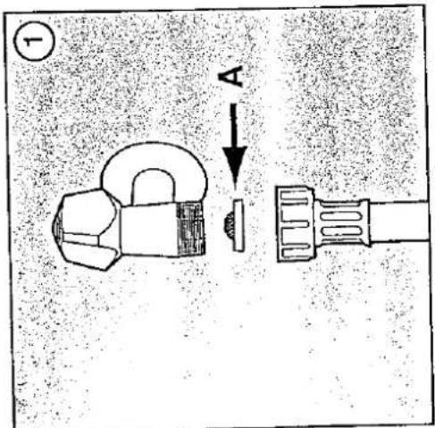 Diagram showing a mechanical component with an arrow labeled 'A' pointing to a small part, likely illustrating a step or process in a tool or assembly.