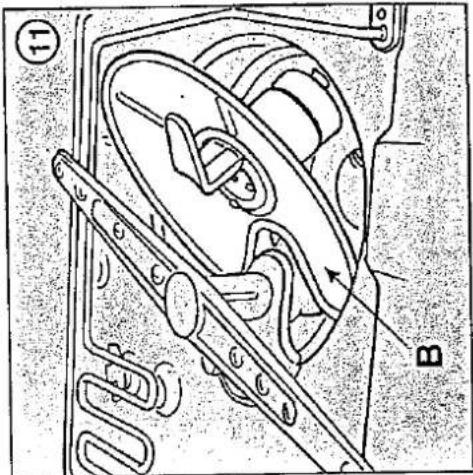 Technical diagram of a mechanical component with labeled parts and directional arrows