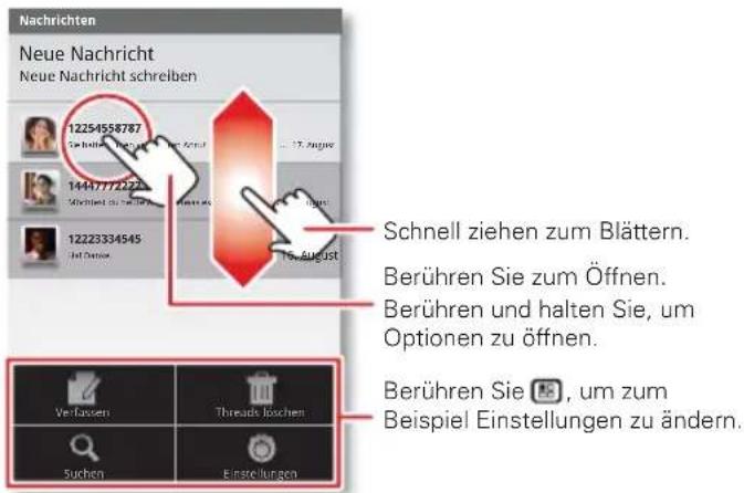 Nachrichten Neue Nachricht Neue Nachricht schreiben 12254558787 Schnell ziehen zum Blättern. Berühren Sie zum Öffnen. Berühren und halten Sie, um Optionen zu öffnen. 12223334545 Verfassen Threads loschen Suchen Einstellungen 15 August Schnell ziehen zum Blättern. Berühren Sie zum Öffnen. Berühren und halten Sie, um Optionen zu öffnen. Berühren Sie , um zum Beispiel Einstellungen zu ändern.