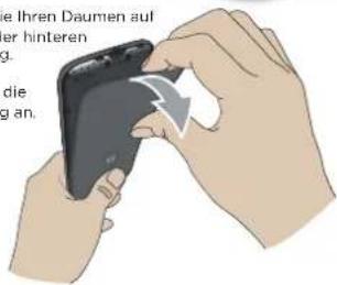e Ihren Daumen auf er hinteren g- die g an.