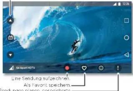 54 Sport HDTV Eine Sendung aufzeichnen. Als Favorit speichern. Sendungen planen, gespeicherte
