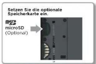 Setzen Sie die optionale Speicherkarte ein. microSD (microSD (Optional)
