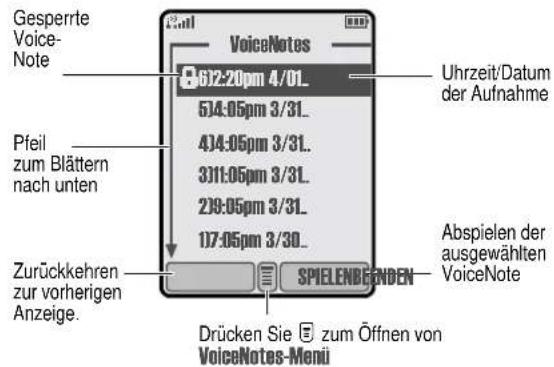 MOTOROLA T720 - VoiceNotes-Liste anzeigen - 2
