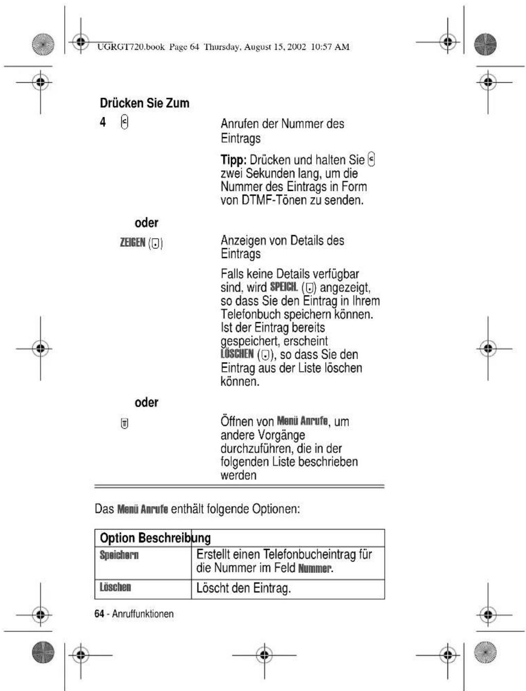 MOTOROLA T720 - Letzte Anrufe anzeigen - 12