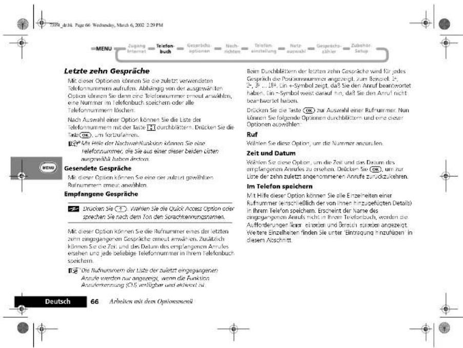 MOTOROLA L7389 - Serviceliste anzeigen - 125