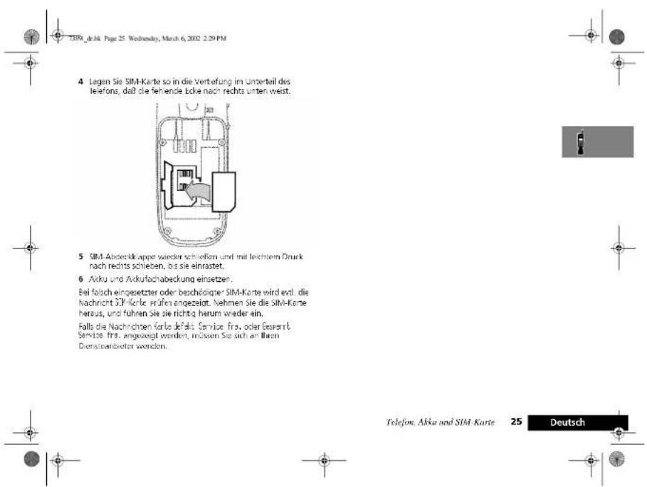 MOTOROLA L7389 - Einsetzen und Entfernen der SIM-Karte - 6