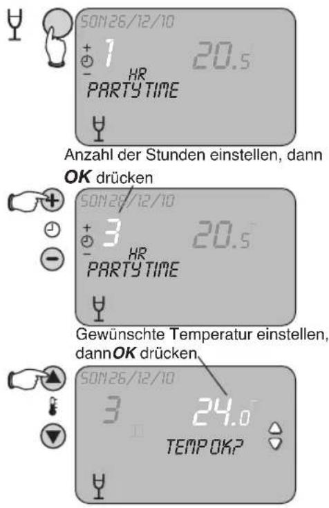 HONEYWELL Homexpert THR872CBG - Vorübergehendes Aufheben von Programmen — Party - 1