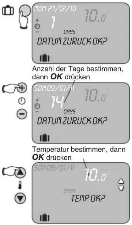 HONEYWELL Homexpert THR872CBG - Vorübergehendes Aufheben von Programmen — Urlaub - 1