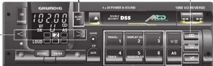 GRUNDIG 4 x 20 POWER & SOUND 1650 VD REVERSE ID POWER 102.00 VIF CO SEAW AFS DOUBLE SECURITY DSS MCP MOBOSO AVENUE SK AS LOAD LOAD CO TRACK+ DISPLAY CD 1 2 3 U≡ MAN DS LOAD TRACK RANDOM CD 4 5 6 AS VF