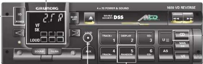 GRUNDIG 10 POWER 2.78 P VFSK 3.00 S LOUD 3.00 S SOUND FA/BA 4 x 20 POWER & SOUND SCAN APP DOUBLE SECURITY DSS ACFP REVERSE LOAD TRACK+ DISPLAY CD+ 1 2 3 U≡ MAX OK 4 5 6 AS RF TRACK- RANDOM CD- VF