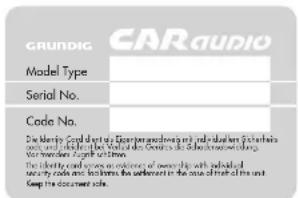 GRUNDIG WKC 3301 RDS - Die Identity Card, der Ausweis Ihres Autoradios - 1