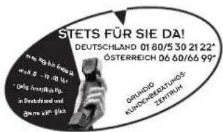 STETS FÜR SIE DA! DEUTSCHLAND 01 80/5 30 21 22° ÖSTERREICH 06 60/66 99° GOLIAND KUNDENNEERTUKOŞ ZENTRUM