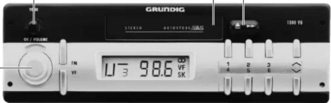 GRUNDIG STUDIO AUTOSTORE SAS 1300 VD Q1 / VOLUME FM VF U-3 98.6 Ω VF SK 1 2 3 4 5 6