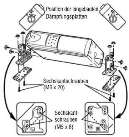 Position der eingebauten Dämpfungsplatten Sechskantschrauben (M6 x 20) Sechskant- schrauben (M5 x 8)