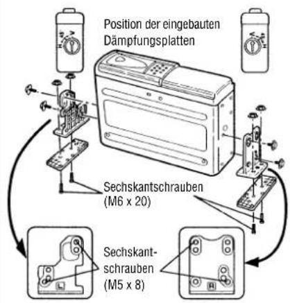Position der eingebauten Dämpfungsplatten Sechskantschrauben (M6 x 20) Sechskant- schrauben (M5 x 8)