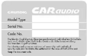 GRUNDIG EC 4200 RDS - Die Identity Card, der Ausweis Ihres Autoradios - 1
