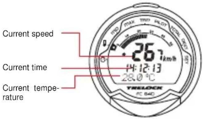 Current speed Current time Current temperature 26.7 km/h 14:12:13 28.0 °C TRELOCK FC 640