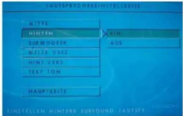 AUTSPRECHEREINTELEISES NATTE HINTEN SUBWOOPER NATTE VERZ HINT.VERZ TEST TON HAUPTSEITE EINTEILEN HINTERE SURROUND AUTSPR