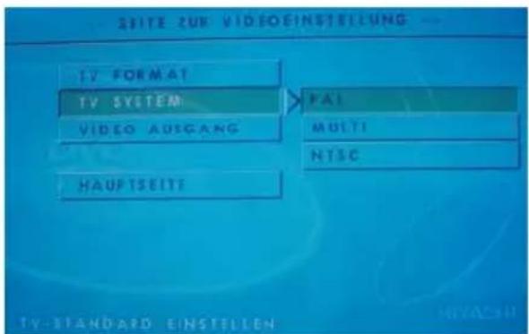 2017E ZUR VIDEO EINSTELLUNG TV FORMAT TV SYSTEM VIDEO AUSCANG HAUFTEITE FAI MULTI NTSC TV-STANDARD EINSTELLEN