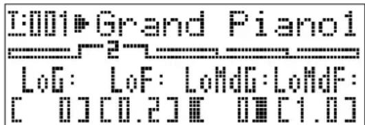 CASIO Privia PX-3S - Wählen Sie mit den PARAMETER SELECTOR-Tasten (12 (A) bis 15 (D)) den Parameter, dessen Einstellung Sie ändern möchten. - 1