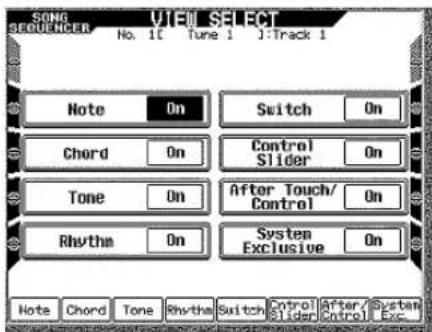 CASIO MZ-2000 - View Select – Darstellung bestimmter Eventtypen ausblenden - 1
