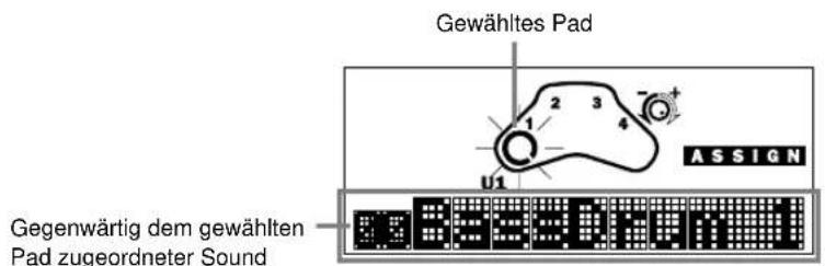 CASIO LD-50 - Drehen Sie den Regler, um entweder den Anwenderbereich 1 (U1) oder den Anwenderbereich 2 (U2) zu wählen, und drücken Sie danach die ASSIGN-Taste. - 1