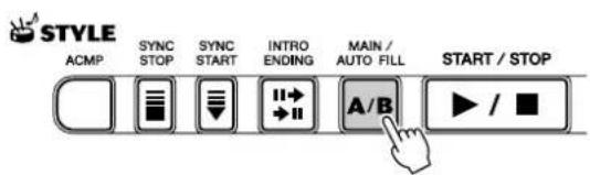 STYLE ACMP SYNC STOP SYNC START INTRO ENDING MAIN / AUTO FILL START / STOP A/B