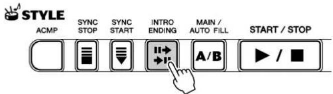 STYLE ACMP SYNC STOP SYNC START INTRO ENDING MAIN / AUTO FILL START / STOP