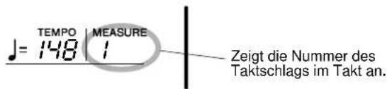 J= 148 | MEASURE | Zeigt die Nummer des Taktschlags im Takt an.