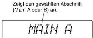 Zeigt den gewählten Abschnitt (Main A oder B) an. MAIN A
