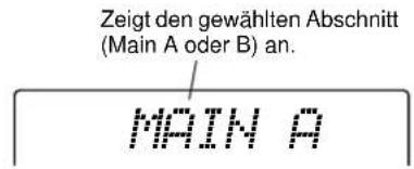 Zeigt den gewählten Abschnitt (Main A oder B) an. MAIN A