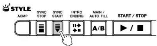 STYLE ACMP SYNC STOP SYNC START INTRO ENDING MAIN / AUTO FILL START / STOP A/B