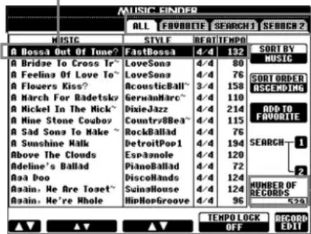 MUSIC FINDER ALL FAUROBETE SEARCH SEARCH 2 MUSIC STYLE FEAT TEMPO A Bossa Out Of Tone? FastBossa 4/4 132 A Bridge To Cross Tr LoveSon 4/4 80 A Feeling Of Love To LoveSon 4/4 76 A Flowers Kiss AcousticBall 3/4 158 A March For Radetsky GermanMarc 4/4 110 A Mickel In The Nick DixieJazz 4/4 214 A Nine Stone Cowboy CountryBea 4/4 115 A Sad Song To Make RockBallad 4/4 76 A Sunshine Make DetroitPop 4/4 194 Above The Clouds EspaPonele 4/4 120 Adeline's Ballad PianoBallad 4/4 72 Raa Poo DiscoHands 4/4 124 Again. We Are Toget SunnHouse 4/4 124 Again. He're Whole HipHopGroove 4/4 96 ▲▼ ▲▼ ▲▼ TEMPO LOCK RECORD OFF EDIT