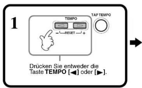 1 TEMPPO TAP TEMPO - RESET + Drücken Sie entweder die Taste TEMPO [◀] oder [▶]. →