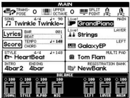 MAIN TRANS- POSE O UPPER SPLIT A OCTRAME POINT FW2 FW2 SONG 4/4 = 98 Live1 MAIN Twinkle Twinkle~ Livel GrandPiano Lyrics BAR 001 Live1 LAYER BEAT 1 TEMP0 = 148 Strings Score CHORD GalaxyEP LEFT STYLE 4/4 = 148 MULTI PAD HeartBeat Tom Flam INTRO ENDING REGISTRATION BANK 4bar2 4bar NewBank BALANCE 100 100 100 100 100 100 100 SONG STYLE R.PBD MIC LEFT LEVER MAIN
