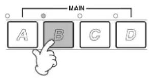 YAMAHA Portatone PSR-1100 - Drücken Sie zur Angabe des Abschnitts die Taste [MAIN B], und geben Sie die rechts angezeigten Akkorde ein. - 1