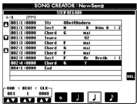 SONG CREATOR : NewSong STEP RECORD 4/4 2PPQ 001:1:0000 Sty 8BeatModern 001:1:0000 Sect M A Main A : 2 001:1:0000 Chord G Maj 001:1:0000 Tempo 92 001:3:0000 Chord F Maj 002:1:0000 Chord G Maj 002:3:0000 Chord F Maj 002:3:0000 Sect F Br Break : 1 002:4:0000 Chord G 7 004:1:0000 End DEL. BAR : BEAT : CLK 003 1 0000