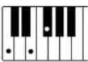 YAMAHA Portatone PSR-1100 - Im Modus Fingered erkannte Akkordarten (Beispiel für C-Akkorde) - 8